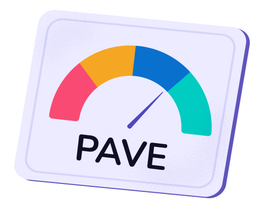 Illustration of a Pave credit score gauge